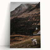 Rustic Lamb in Landscape Wall Art – Farmhouse Nature Scene Decor Print