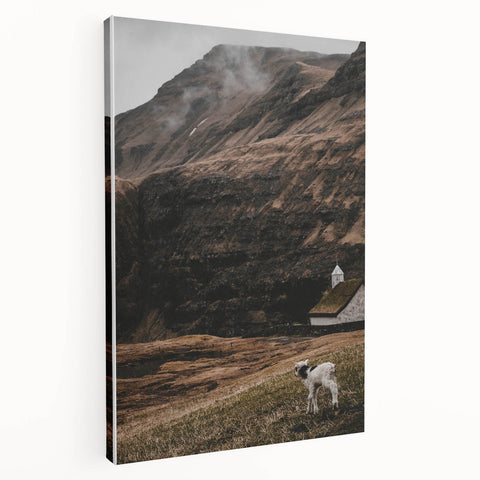 Rustic Lamb in Landscape Wall Art – Farmhouse Nature Scene Decor Print
