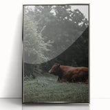Rustic Cow in Meadow Wall Art – Farmhouse Animal Nature Decor Print