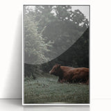 Rustic Cow in Meadow Wall Art – Farmhouse Animal Nature Decor Print