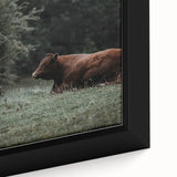 Rustic Cow in Meadow Wall Art – Farmhouse Animal Nature Decor Print