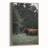 Rustic Cow in Meadow Wall Art – Farmhouse Animal Nature Decor Print