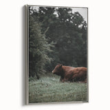 Rustic Cow in Meadow Wall Art – Farmhouse Animal Nature Decor Print