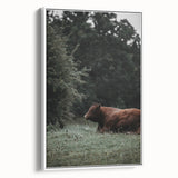 Rustic Cow in Meadow Wall Art – Farmhouse Animal Nature Decor Print