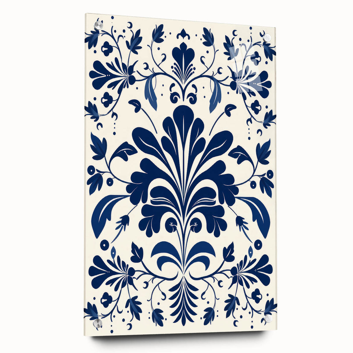 Scandinavian-Inspired Floral Wall Art | Navy Blue Nordic Minimalist Print