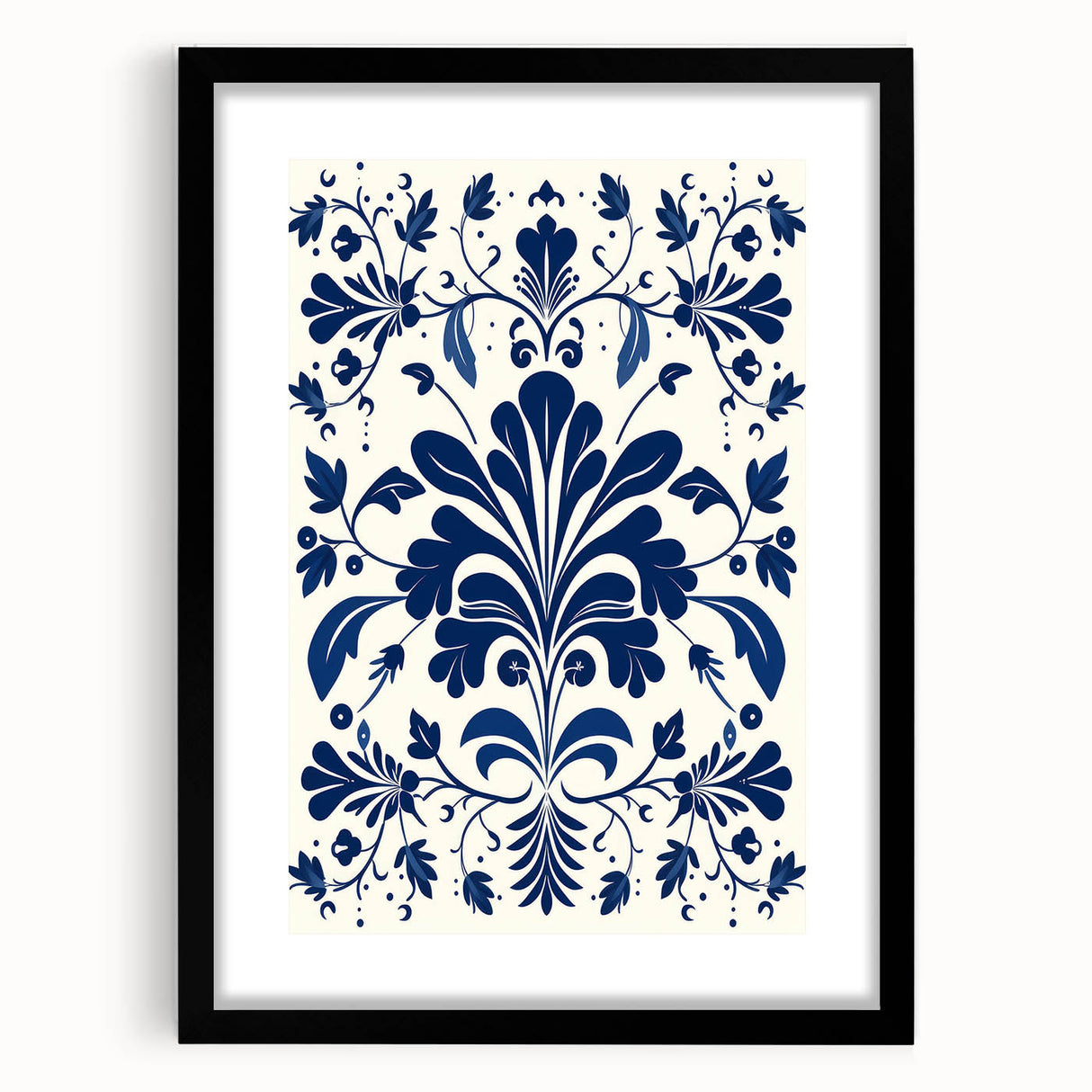 Scandinavian-Inspired Floral Wall Art | Navy Blue Nordic Minimalist Print
