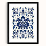 Scandinavian-Inspired Floral Wall Art | Navy Blue Nordic Minimalist Print