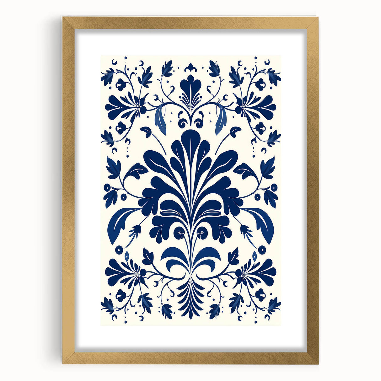 Scandinavian-Inspired Floral Wall Art | Navy Blue Nordic Minimalist Print