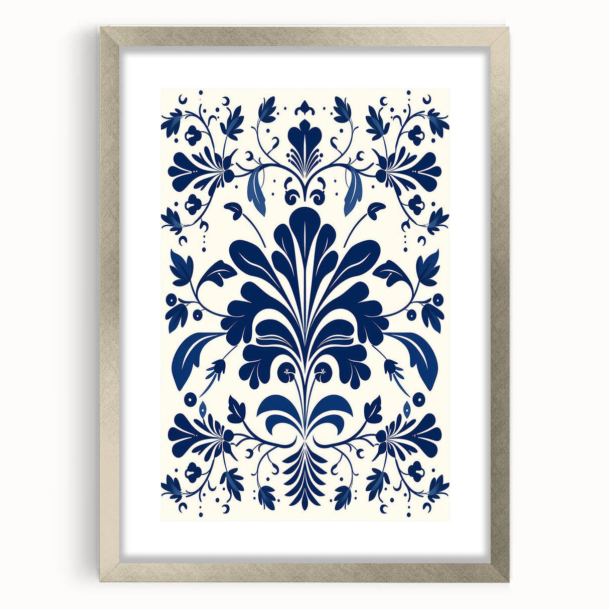 Scandinavian-Inspired Floral Wall Art | Navy Blue Nordic Minimalist Print