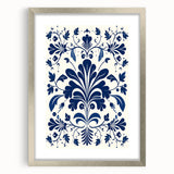 Scandinavian-Inspired Floral Wall Art | Navy Blue Nordic Minimalist Print