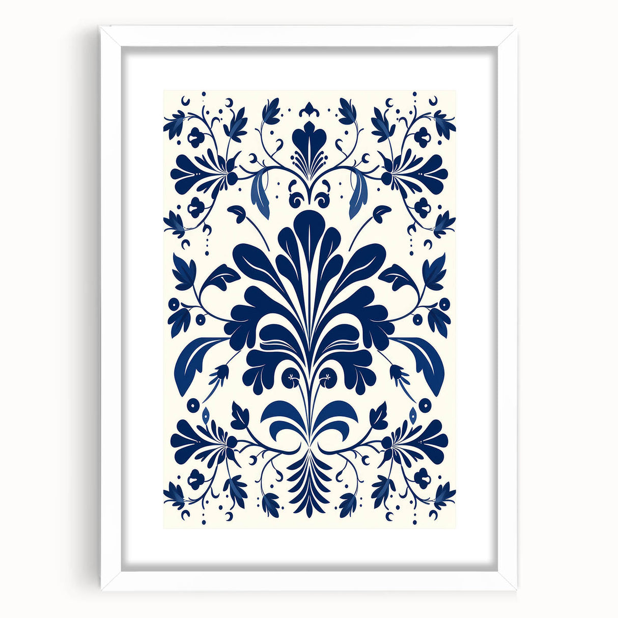 Scandinavian-Inspired Floral Wall Art | Navy Blue Nordic Minimalist Print