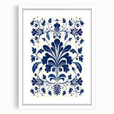 Scandinavian-Inspired Floral Wall Art | Navy Blue Nordic Minimalist Print