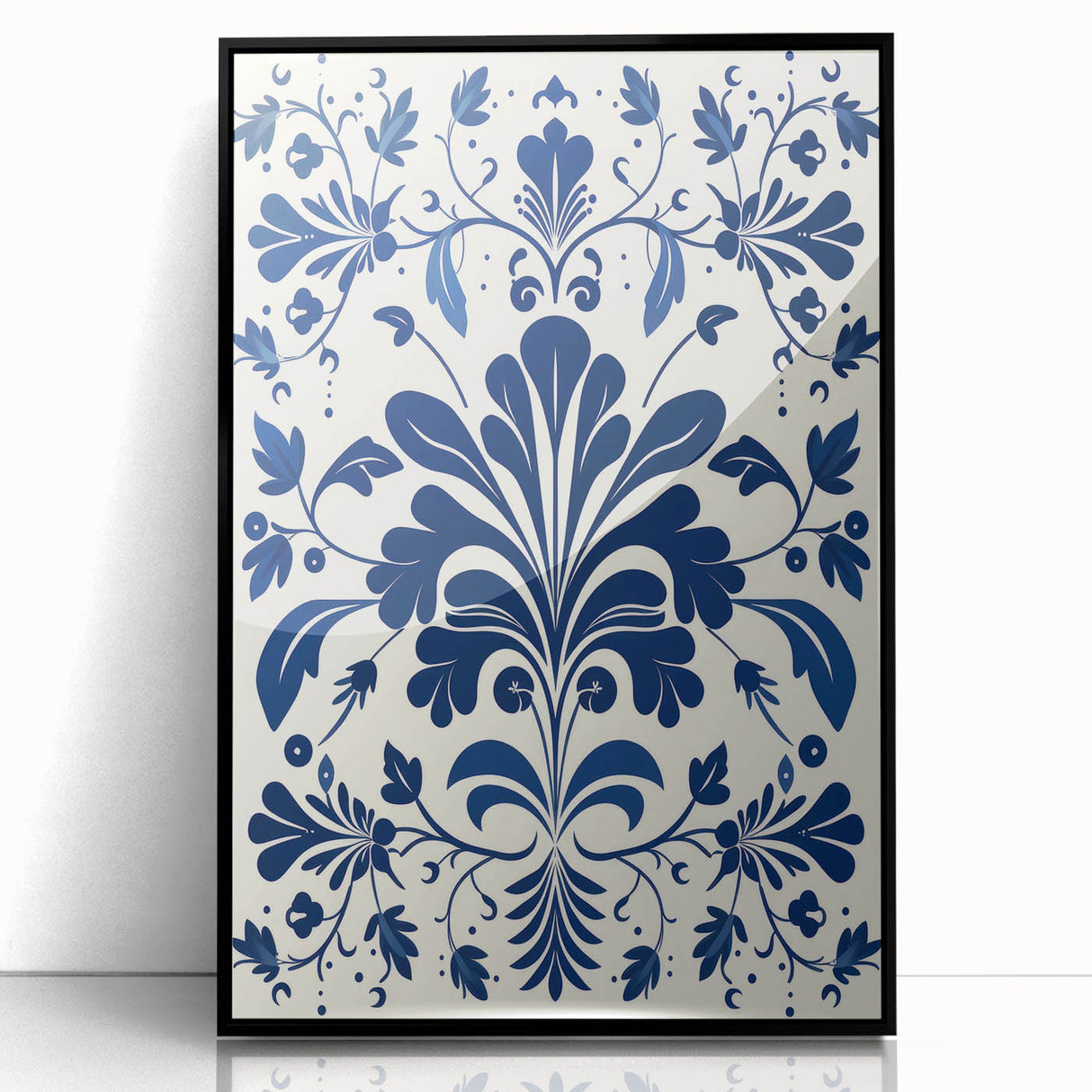 Scandinavian-Inspired Floral Wall Art | Navy Blue Nordic Minimalist Print