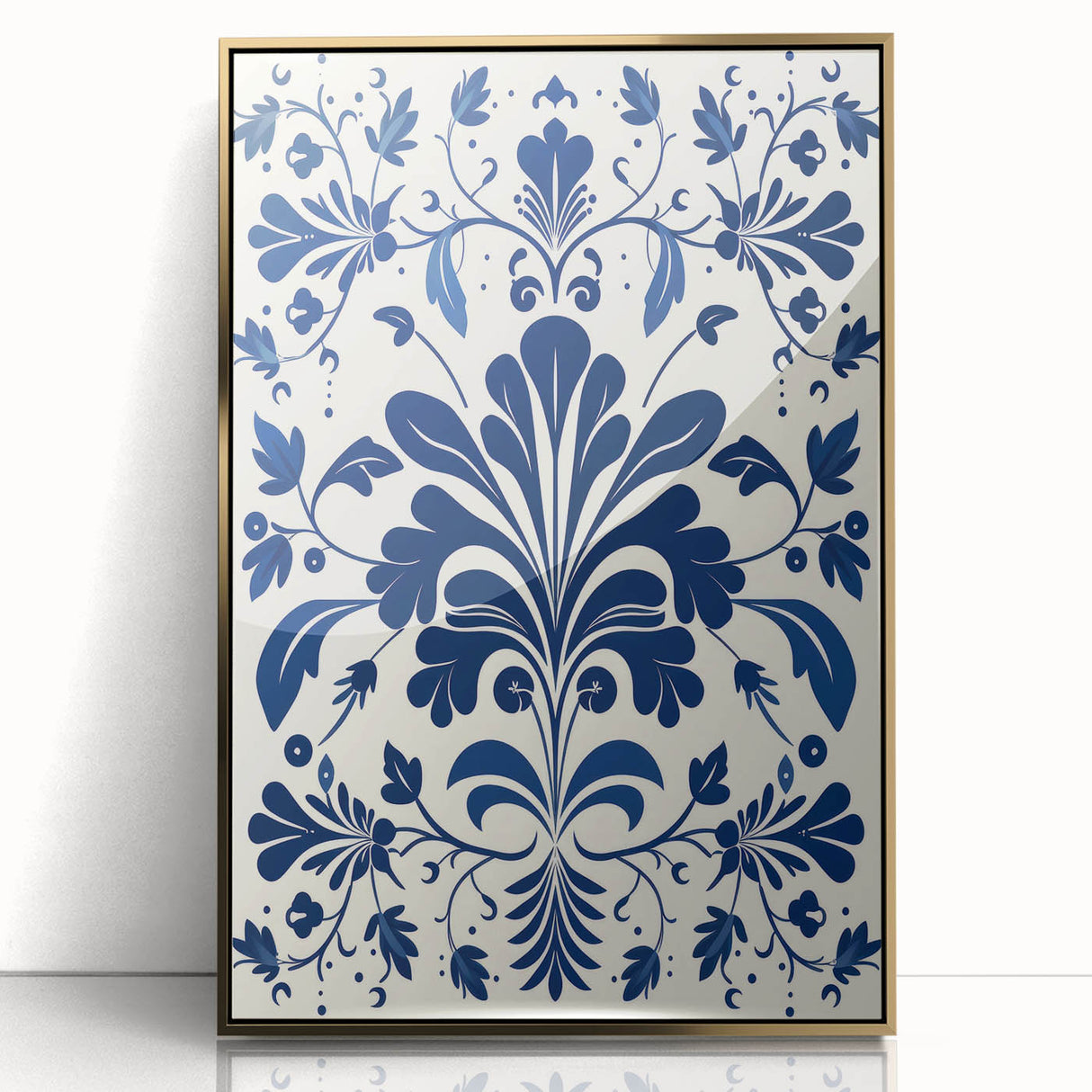 Scandinavian-Inspired Floral Wall Art | Navy Blue Nordic Minimalist Print