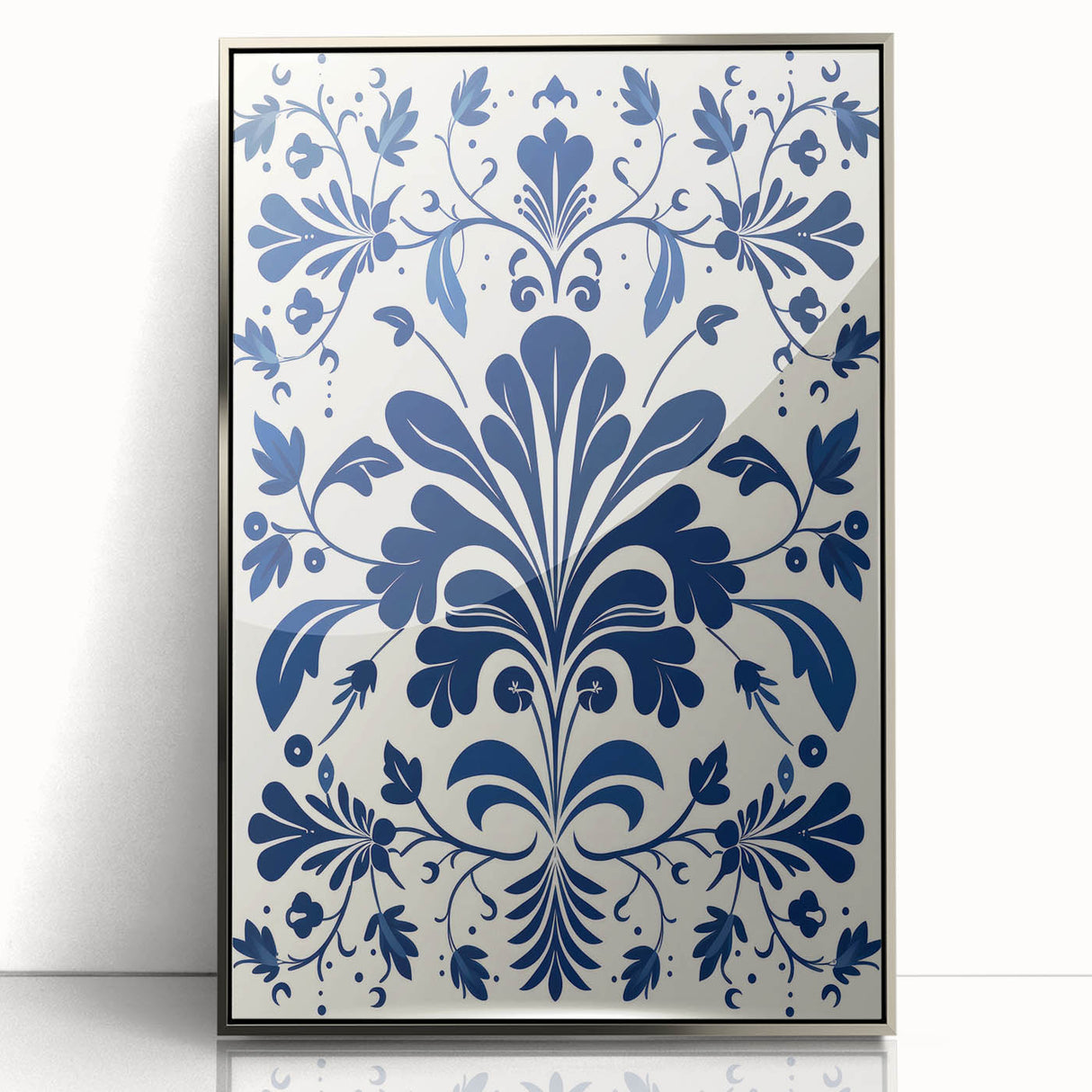 Scandinavian-Inspired Floral Wall Art | Navy Blue Nordic Minimalist Print