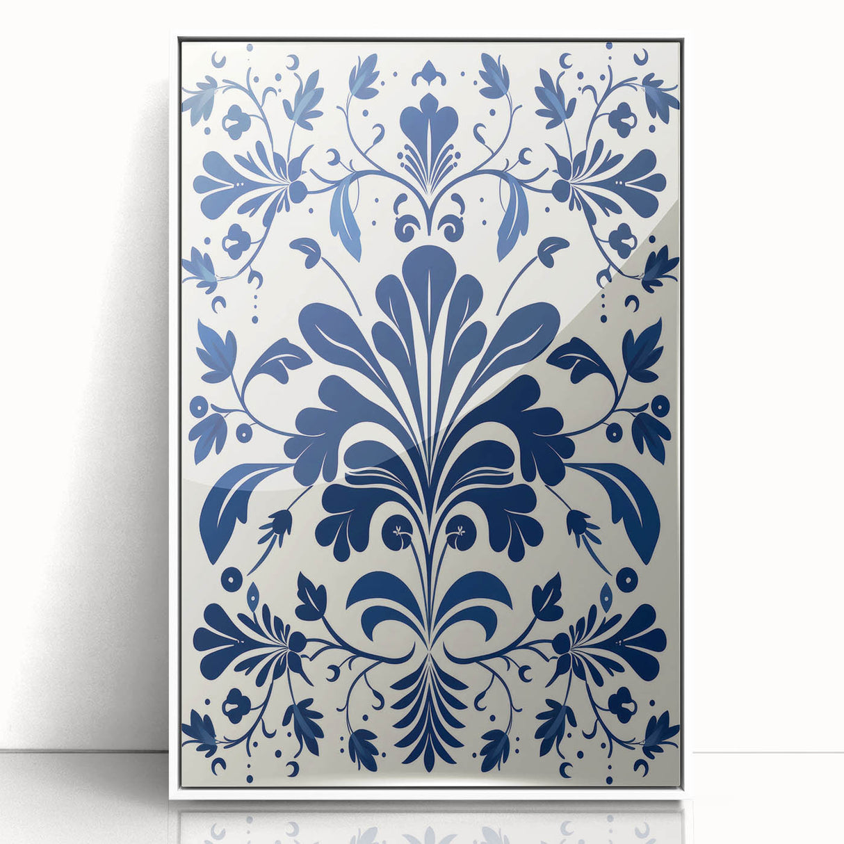 Scandinavian-Inspired Floral Wall Art | Navy Blue Nordic Minimalist Print