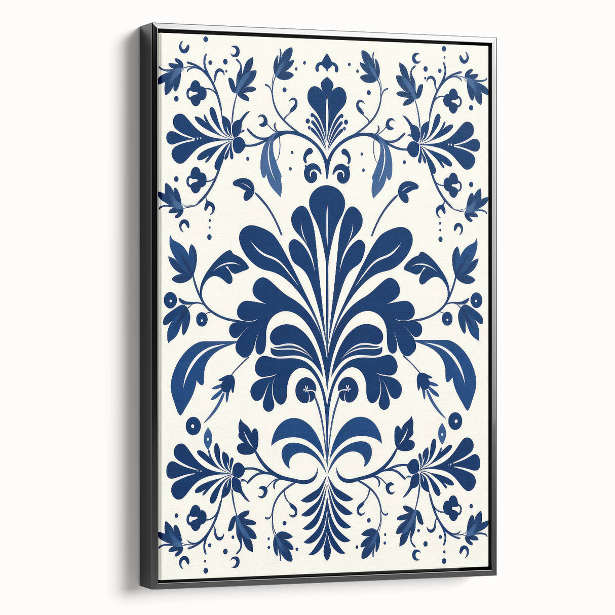 Scandinavian-Inspired Floral Wall Art | Navy Blue Nordic Minimalist Print