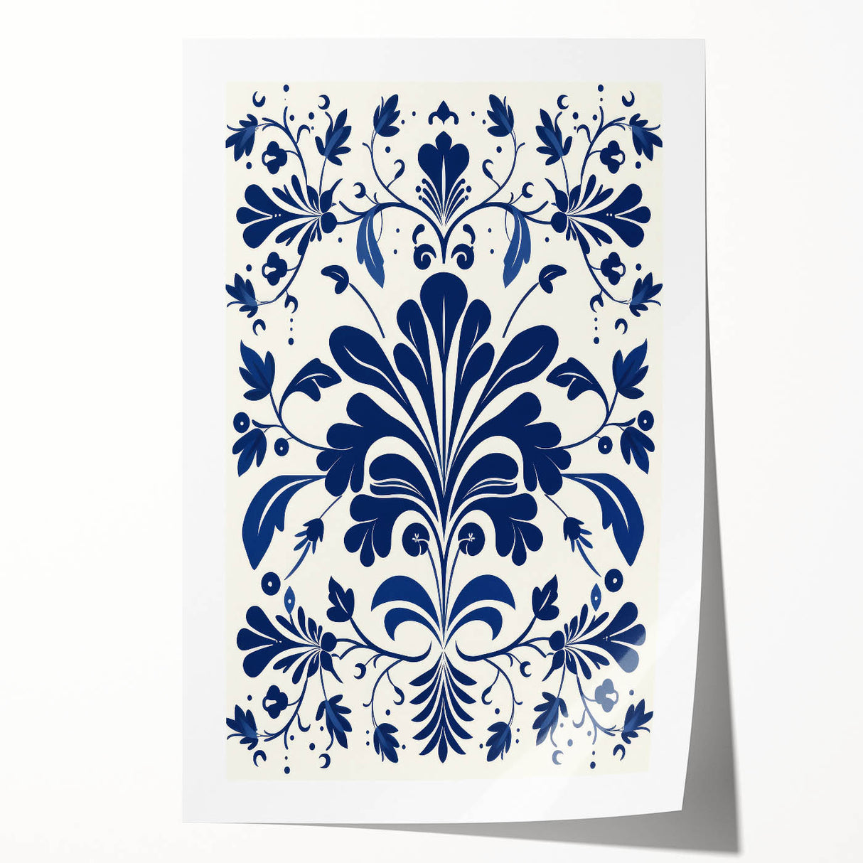Scandinavian-Inspired Floral Wall Art | Navy Blue Nordic Minimalist Print