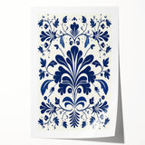 Scandinavian-Inspired Floral Wall Art | Navy Blue Nordic Minimalist Print