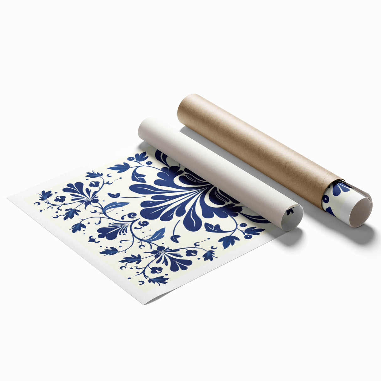 Scandinavian-Inspired Floral Wall Art | Navy Blue Nordic Minimalist Print