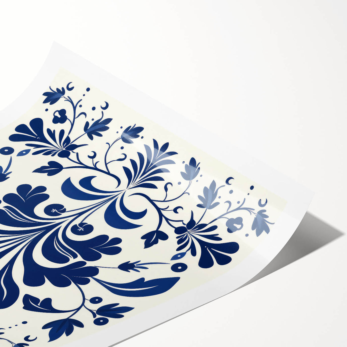 Scandinavian-Inspired Floral Wall Art | Navy Blue Nordic Minimalist Print