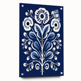 Nordic Minimalist Floral Art | Blue and White Scandinavian Wall Decor