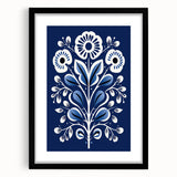 Nordic Minimalist Floral Art | Blue and White Scandinavian Wall Decor