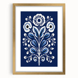 Nordic Minimalist Floral Art | Blue and White Scandinavian Wall Decor
