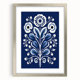 Nordic Minimalist Floral Art | Blue and White Scandinavian Wall Decor