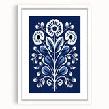 Nordic Minimalist Floral Art | Blue and White Scandinavian Wall Decor