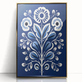 Nordic Minimalist Floral Art | Blue and White Scandinavian Wall Decor