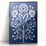 Nordic Minimalist Floral Art | Blue and White Scandinavian Wall Decor