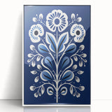 Nordic Minimalist Floral Art | Blue and White Scandinavian Wall Decor