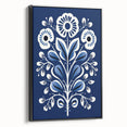 Nordic Minimalist Floral Art | Blue and White Scandinavian Wall Decor