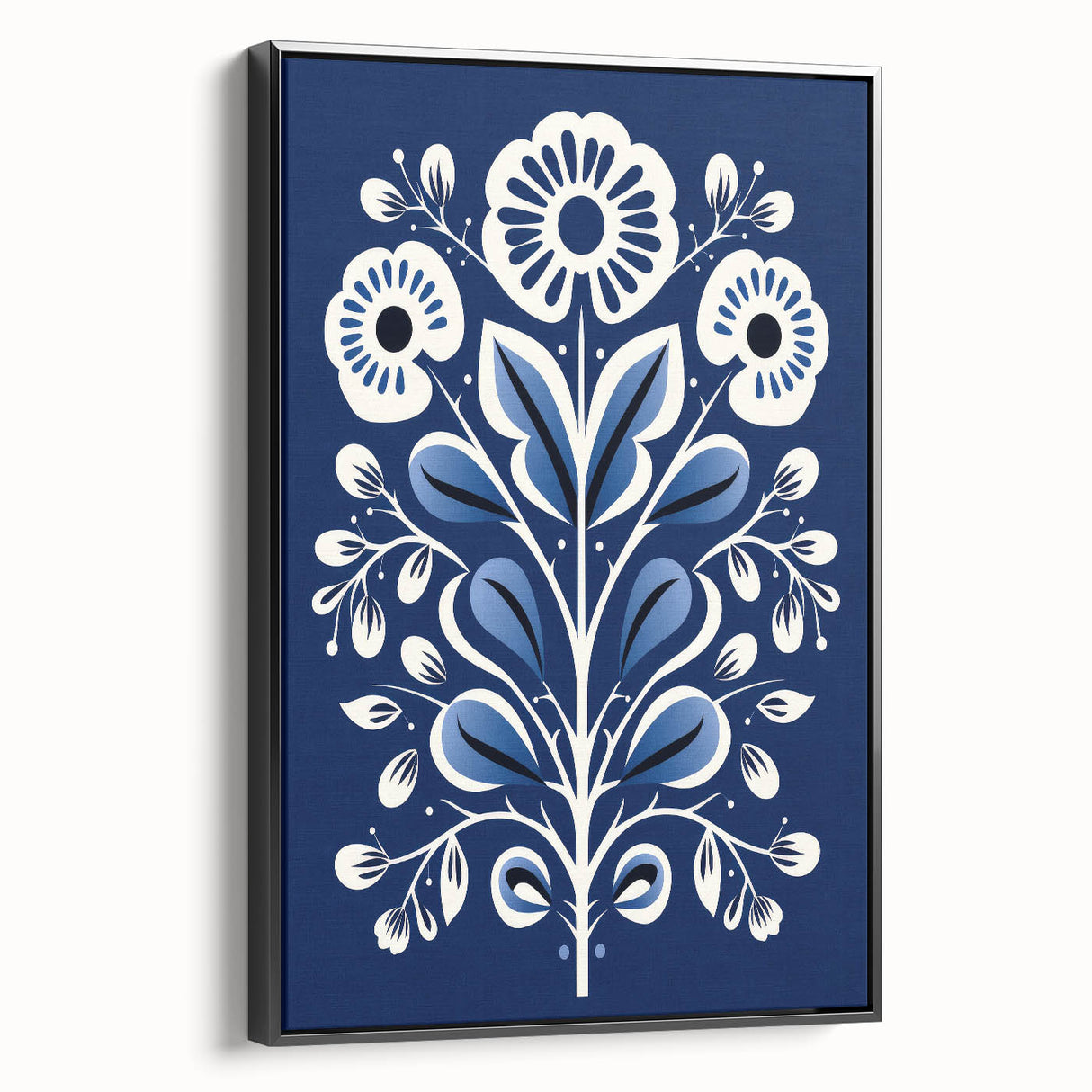 Nordic Minimalist Floral Art | Blue and White Scandinavian Wall Decor