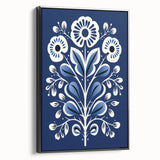 Nordic Minimalist Floral Art | Blue and White Scandinavian Wall Decor