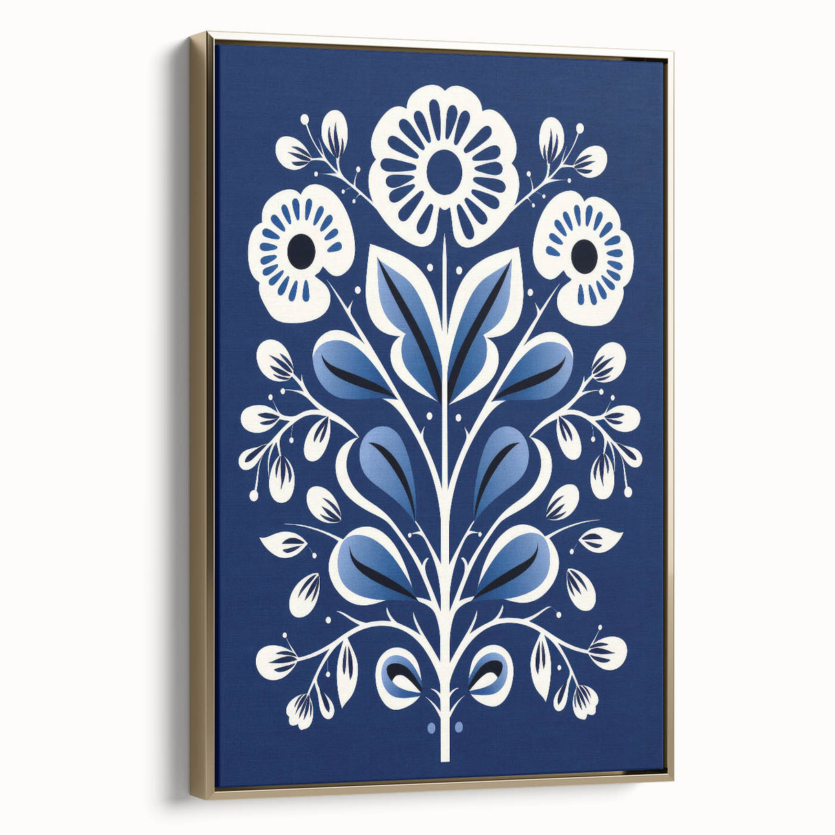 Nordic Minimalist Floral Art | Blue and White Scandinavian Wall Decor