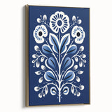 Nordic Minimalist Floral Art | Blue and White Scandinavian Wall Decor