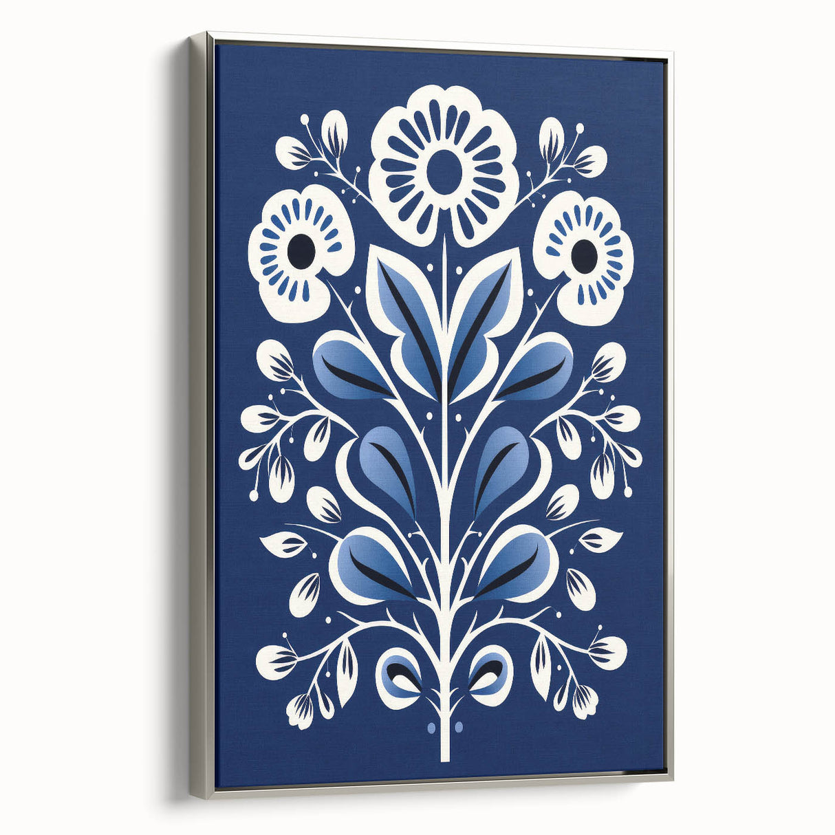 Nordic Minimalist Floral Art | Blue and White Scandinavian Wall Decor