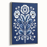 Nordic Minimalist Floral Art | Blue and White Scandinavian Wall Decor