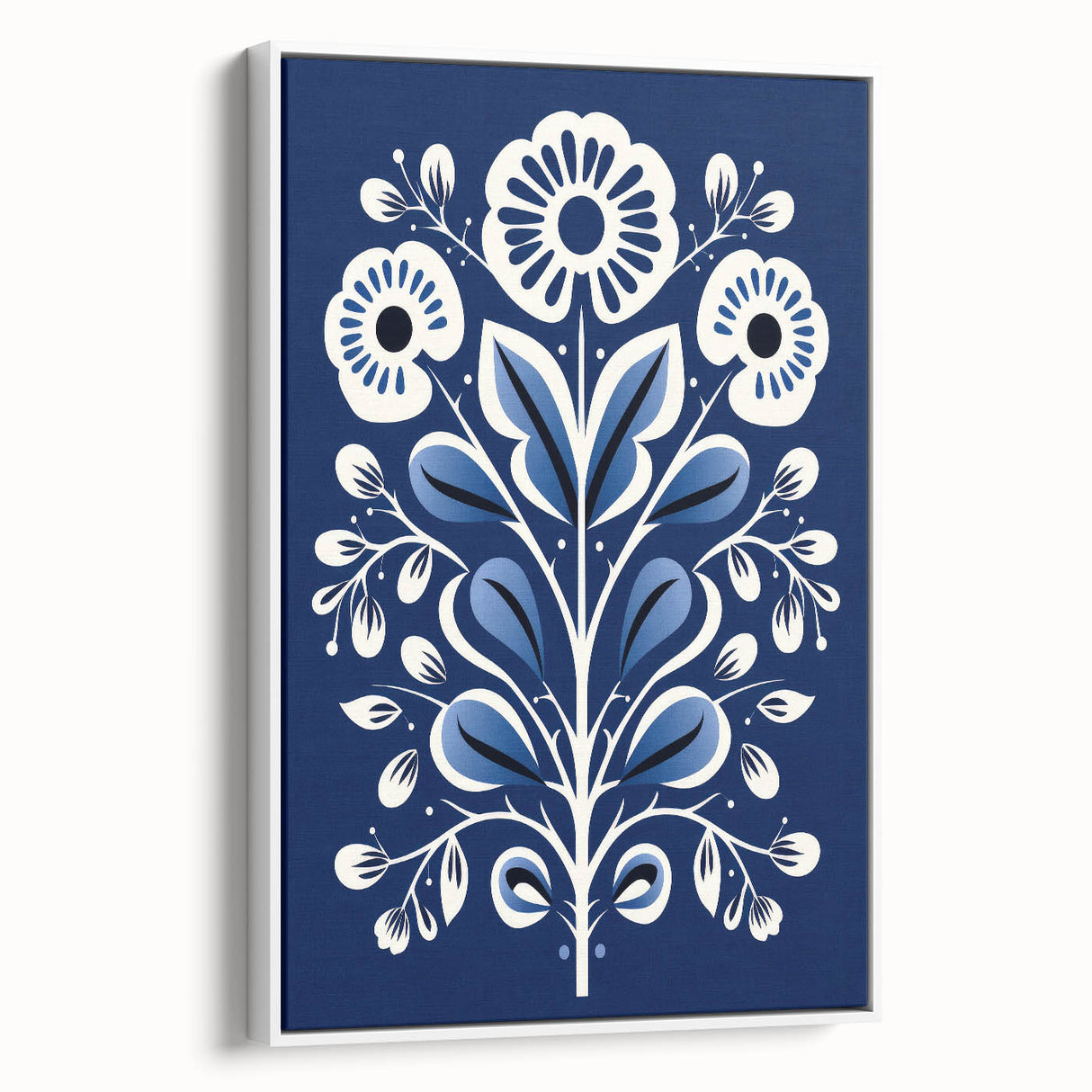 Nordic Minimalist Floral Art | Blue and White Scandinavian Wall Decor