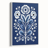 Nordic Minimalist Floral Art | Blue and White Scandinavian Wall Decor