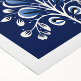 Nordic Minimalist Floral Art | Blue and White Scandinavian Wall Decor