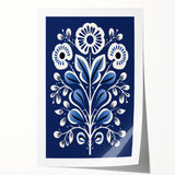 Nordic Minimalist Floral Art | Blue and White Scandinavian Wall Decor