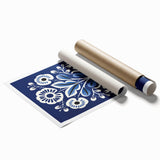 Nordic Minimalist Floral Art | Blue and White Scandinavian Wall Decor