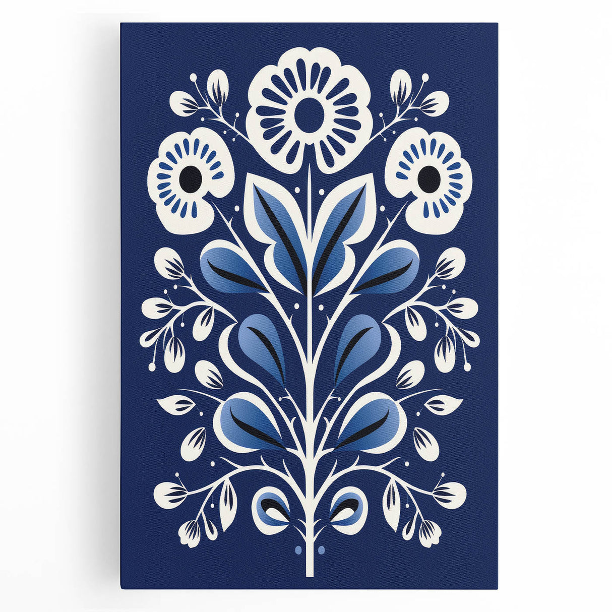Nordic Minimalist Floral Art | Blue and White Scandinavian Wall Decor