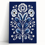 Nordic Minimalist Floral Art | Blue and White Scandinavian Wall Decor