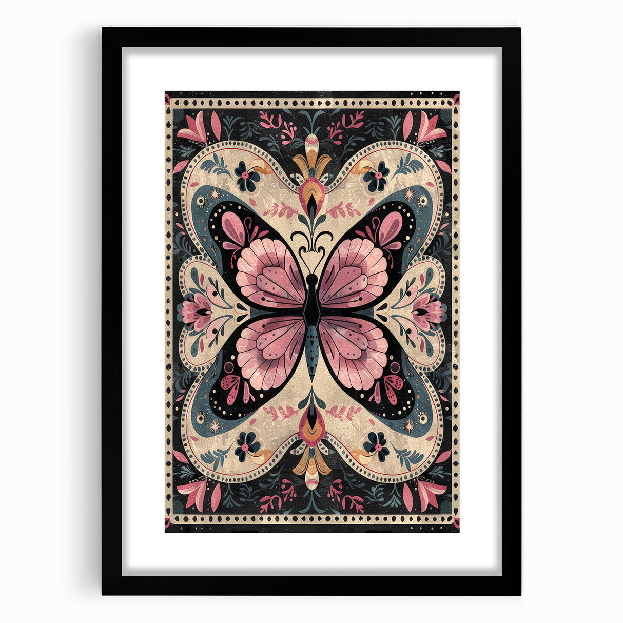 Scandinavian Butterfly Art | Nordic-Inspired Floral Wall Decor Print