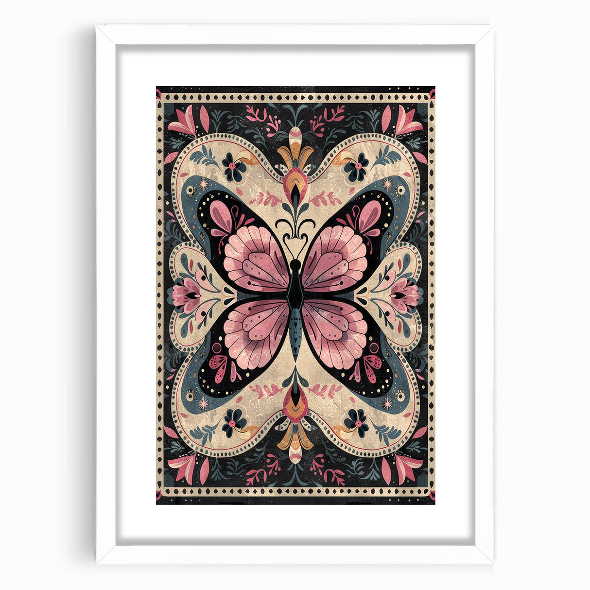 Scandinavian Butterfly Art | Nordic-Inspired Floral Wall Decor Print