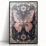 Scandinavian Wall Decor | Nordic Butterfly Art Print in Pink and Gray